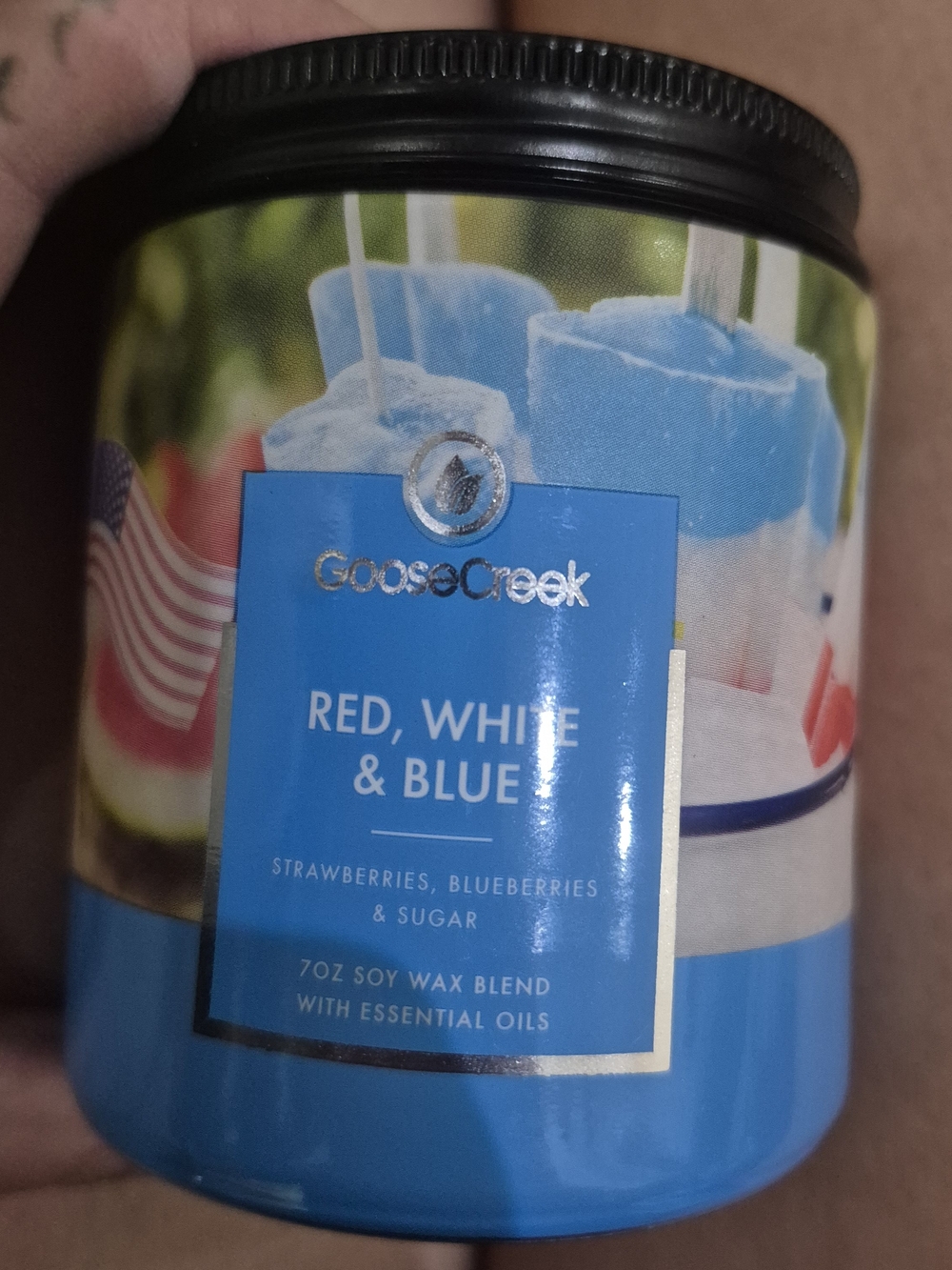 BRAND NEW. Goose Creek Red, White & Blue Scented Candle